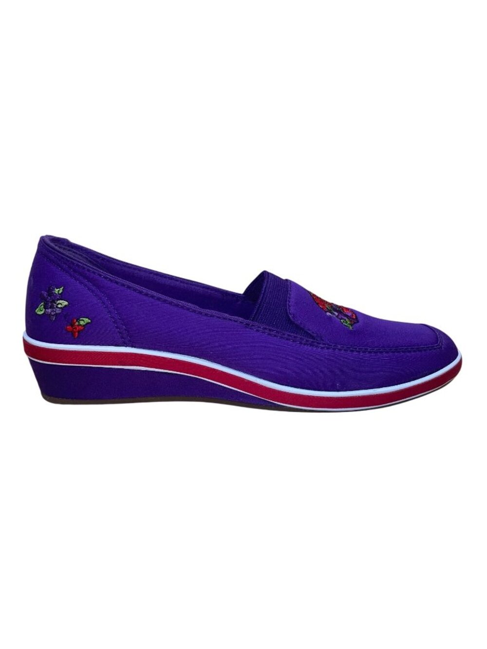 Grasshoppers By Keds Purple Red Hat Society Slip-On Wedge Shoes Size 9M